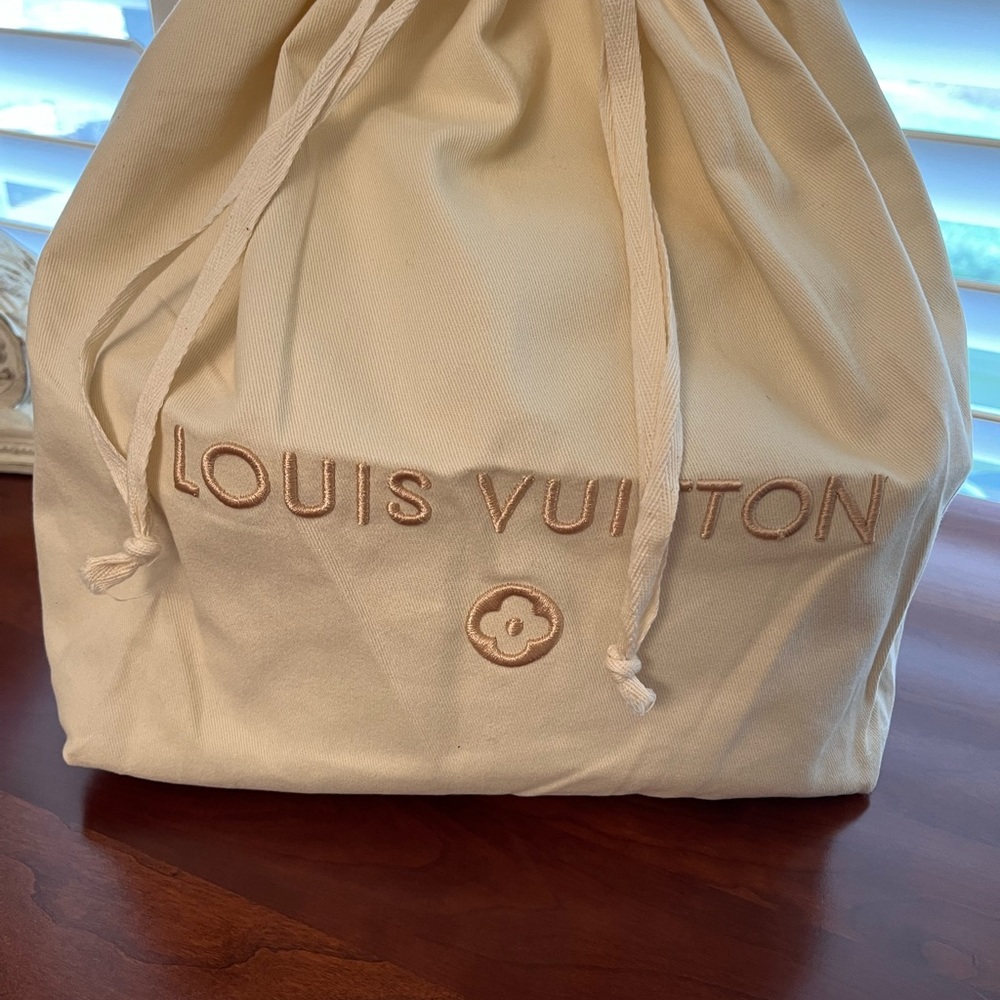 heavy canvas and embroidery drawstring bag. Scarf not included